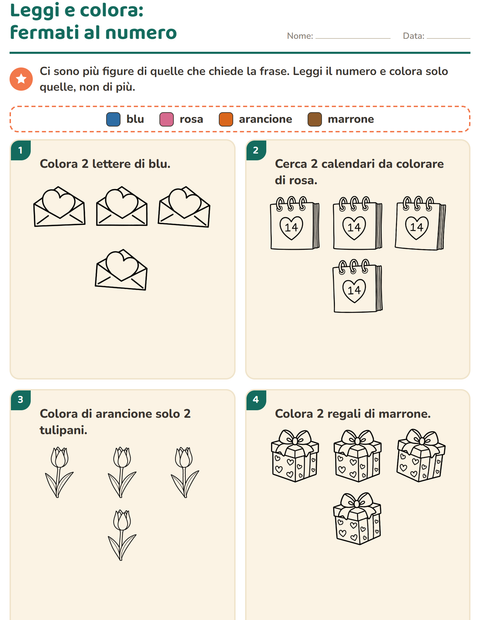 Anteprima della scheda di Leggi e colora con San Valentino BN 2 per Scuola primaria classe prima