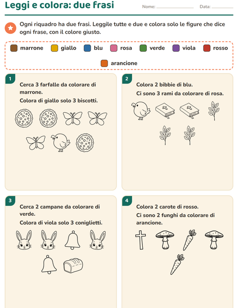 Anteprima della scheda di Leggi e colora con Pasqua BN per Scuola primaria classe prima