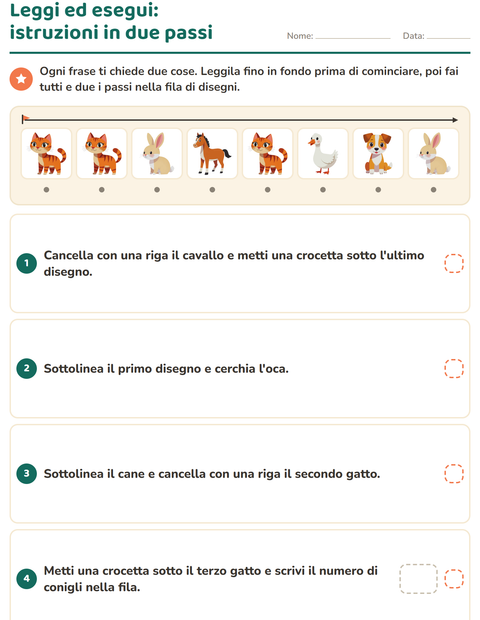 Leggi ed esegui: istruzioni in due passi nella stessa frase