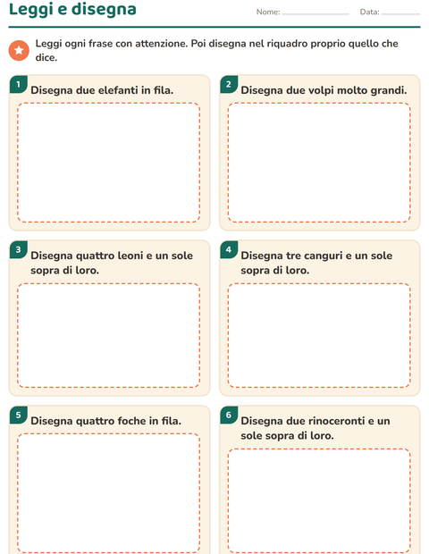 Anteprima della scheda di Leggi ed esegui con Animali dello zoo per Scuola primaria classe prima