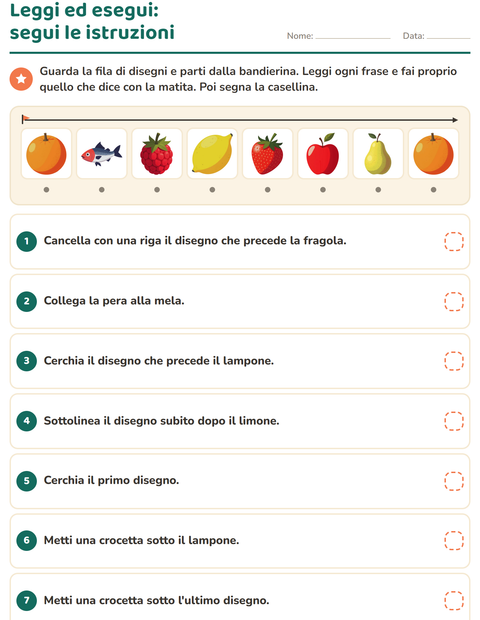 Anteprima della scheda di Leggi ed esegui con Al supermercato per Scuola primaria classe prima