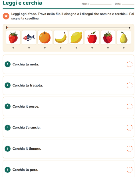 Anteprima della scheda di Leggi ed esegui con Al supermercato per Scuola primaria classe prima