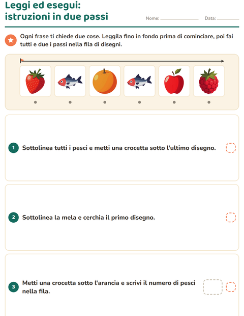 Anteprima della scheda di Leggi ed esegui con Al supermercato per Scuola primaria classe prima
