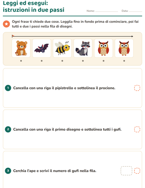 Anteprima della scheda di Leggi ed esegui con Creature della foresta per Scuola primaria classe prima