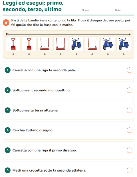Anteprima della scheda di Leggi ed esegui con Giocattoli per Scuola primaria classe prima
