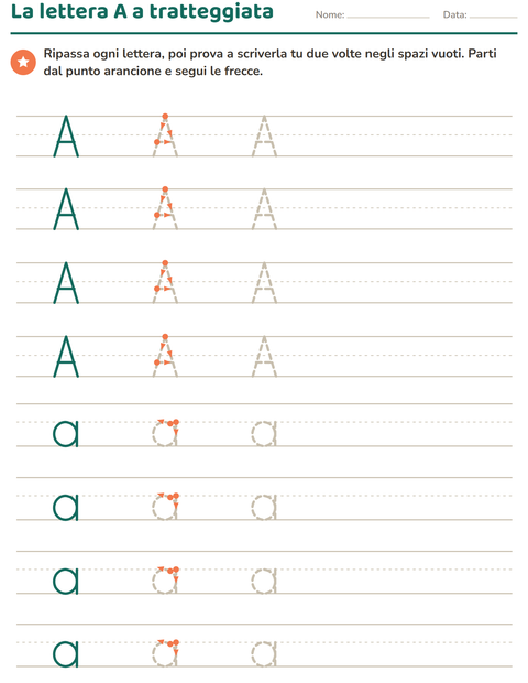 Anteprima della scheda di Lettere tratteggiate per Scuola dell'infanzia (5-7 anni)