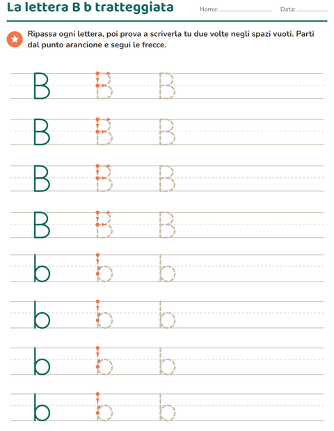 Anteprima della scheda di Lettere tratteggiate per Scuola dell'infanzia (5-7 anni)
