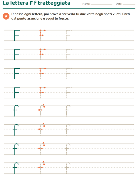Anteprima della scheda di Lettere tratteggiate per Scuola dell'infanzia (5-7 anni)