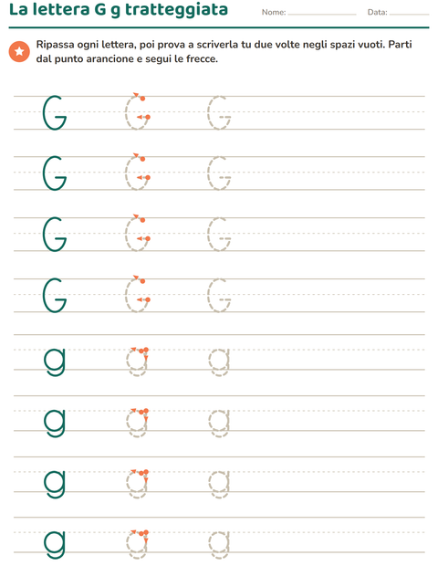 Anteprima della scheda di Lettere tratteggiate per Scuola dell'infanzia (5-7 anni)