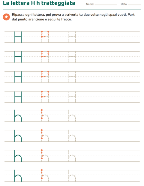 Anteprima della scheda di Lettere tratteggiate per Scuola dell'infanzia (5-7 anni)