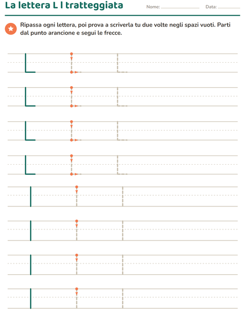 Anteprima della scheda di Lettere tratteggiate per Scuola dell'infanzia (5-7 anni)