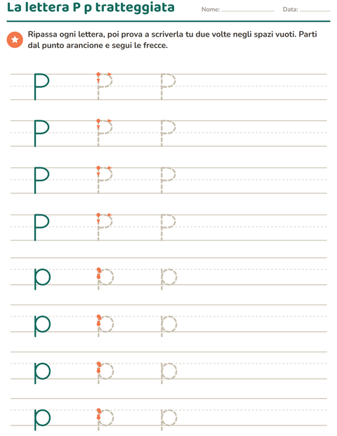 Anteprima della scheda di Lettere tratteggiate per Scuola dell'infanzia (5-7 anni)