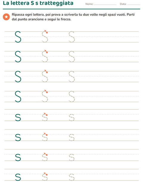 Anteprima della scheda di Lettere tratteggiate per Scuola dell'infanzia (5-7 anni)
