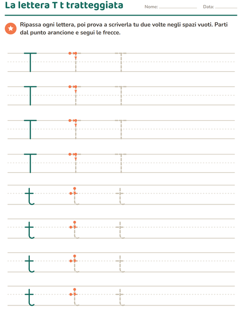 Anteprima della scheda di Lettere tratteggiate per Scuola dell'infanzia (5-7 anni)