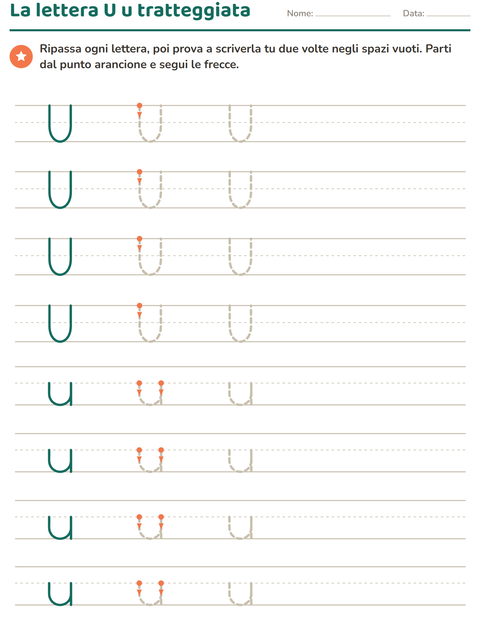 Anteprima della scheda di Lettere tratteggiate per Scuola dell'infanzia (5-7 anni)