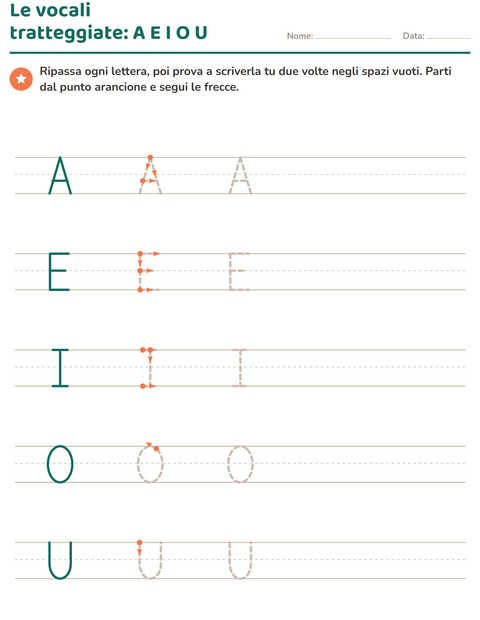 Anteprima della scheda di Lettere tratteggiate per Scuola dell'infanzia (5-7 anni)