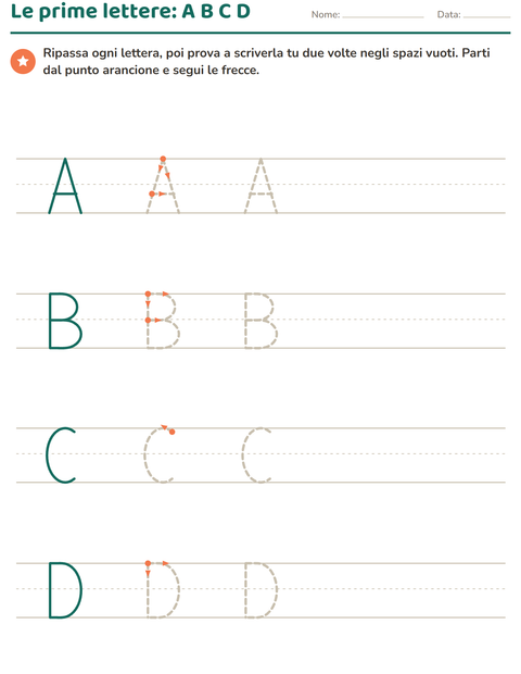 Anteprima della scheda di Lettere tratteggiate per Scuola dell'infanzia (5-7 anni)