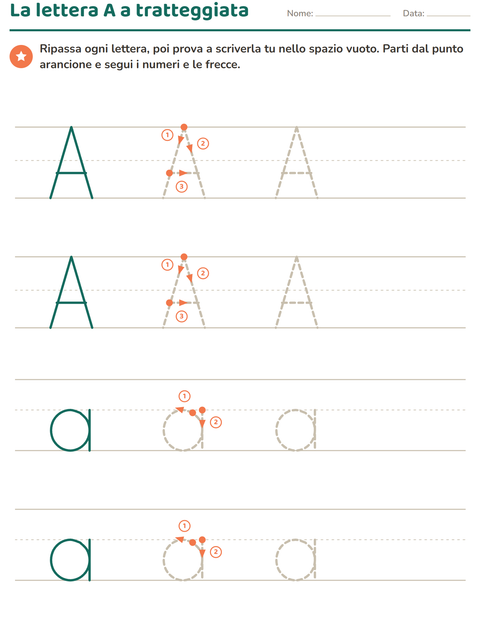 Anteprima della scheda di Lettere tratteggiate per Scuola dell'infanzia (5-7 anni)