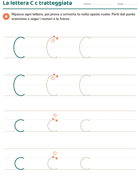 Anteprima della scheda di Lettere tratteggiate per Scuola dell'infanzia (5-7 anni)