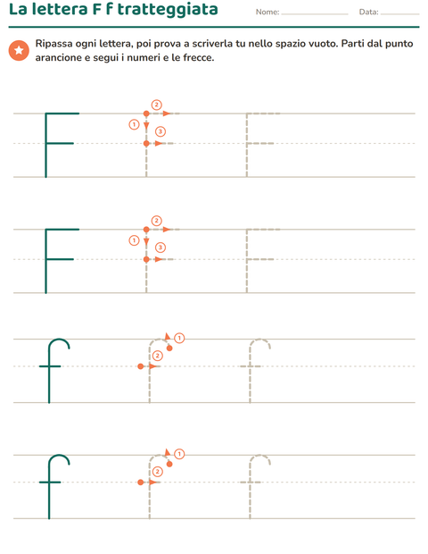 Anteprima della scheda di Lettere tratteggiate per Scuola dell'infanzia (5-7 anni)