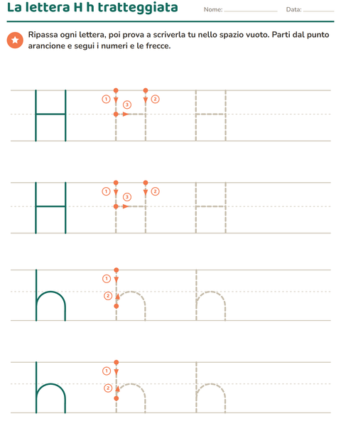 Anteprima della scheda di Lettere tratteggiate per Scuola dell'infanzia (5-7 anni)