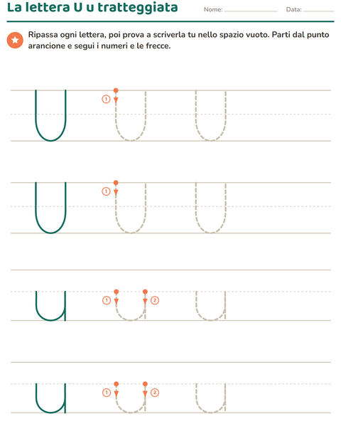 Anteprima della scheda di Lettere tratteggiate per Scuola dell'infanzia (5-7 anni)