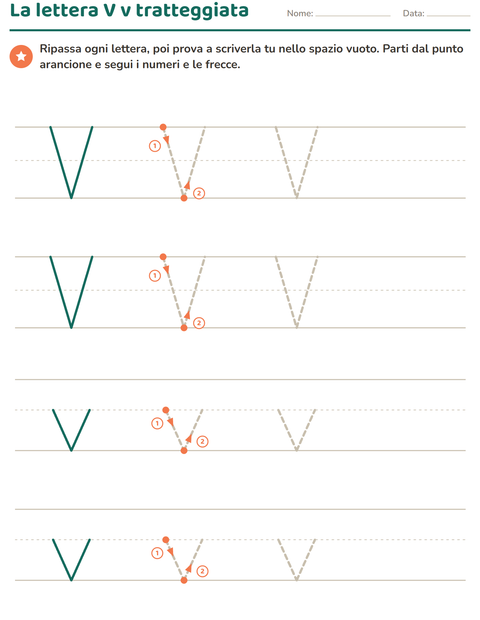 Anteprima della scheda di Lettere tratteggiate per Scuola dell'infanzia (5-7 anni)
