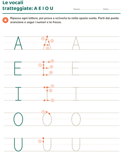Anteprima della scheda di Lettere tratteggiate per Scuola dell'infanzia (5-7 anni)