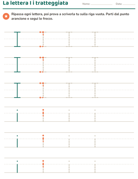 Anteprima della scheda di Lettere tratteggiate per Scuola dell'infanzia (5-7 anni)