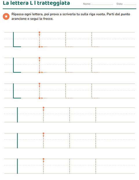 Anteprima della scheda di Lettere tratteggiate per Scuola dell'infanzia (5-7 anni)