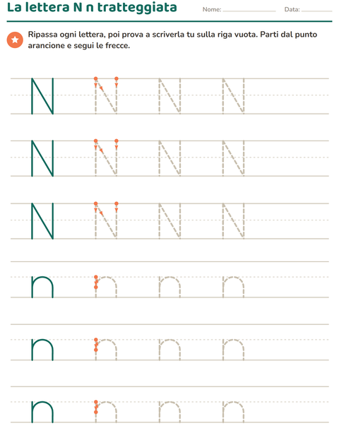 Anteprima della scheda di Lettere tratteggiate per Scuola dell'infanzia (5-7 anni)