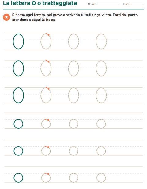 Anteprima della scheda di Lettere tratteggiate per Scuola dell'infanzia (5-7 anni)