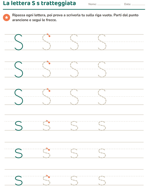 Anteprima della scheda di Lettere tratteggiate per Scuola dell'infanzia (5-7 anni)