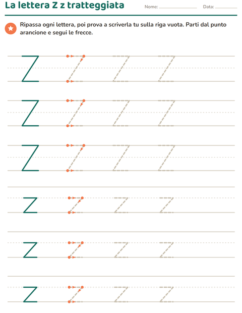 Anteprima della scheda di Lettere tratteggiate per Scuola dell'infanzia (5-7 anni)