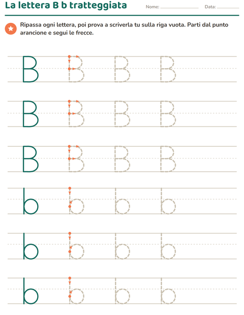Anteprima della scheda di Lettere tratteggiate per Scuola dell'infanzia (5-7 anni)