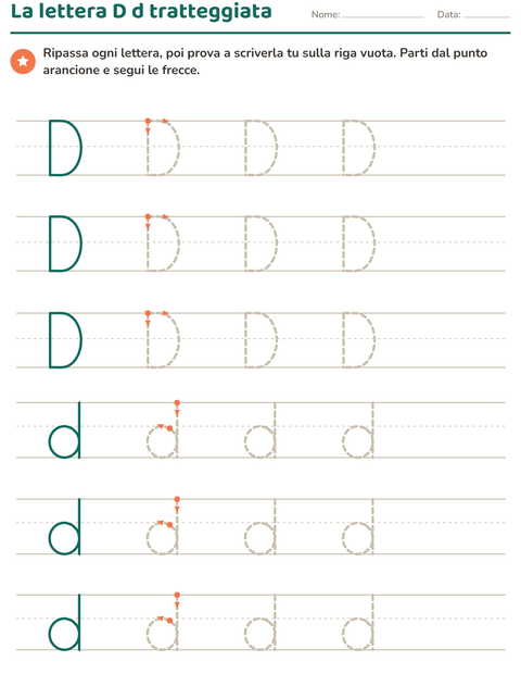 Anteprima della scheda di Lettere tratteggiate per Scuola dell'infanzia (5-7 anni)