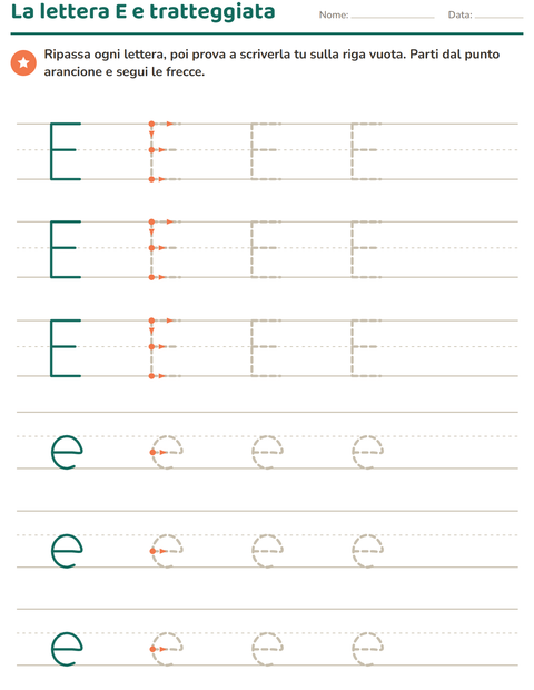 Anteprima della scheda di Lettere tratteggiate per Scuola dell'infanzia (5-7 anni)