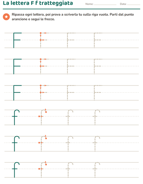Anteprima della scheda di Lettere tratteggiate per Scuola dell'infanzia (5-7 anni)