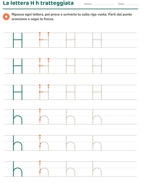 Anteprima della scheda di Lettere tratteggiate per Scuola dell'infanzia (5-7 anni)