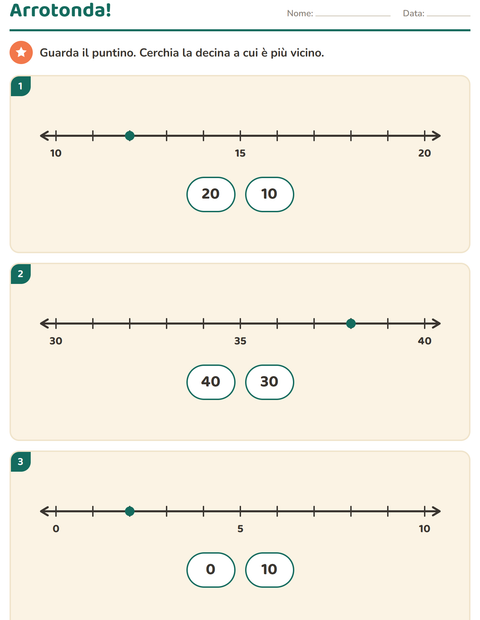 Anteprima della scheda di Linea dei numeri per Scuola primaria classe seconda
