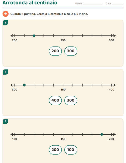 Anteprima della scheda di Linea dei numeri per Scuola primaria classe terza