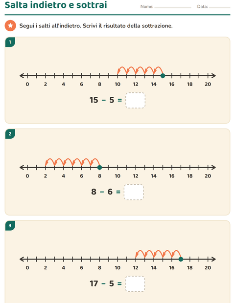 Anteprima della scheda di Linea dei numeri per Scuola primaria classe prima