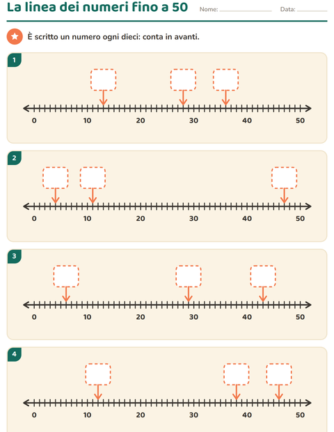 Anteprima della scheda di Linea dei numeri per Scuola primaria classe prima