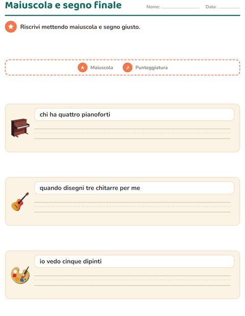 Anteprima della scheda di Maiuscole e punteggiatura con Attività per Scuola primaria classe seconda