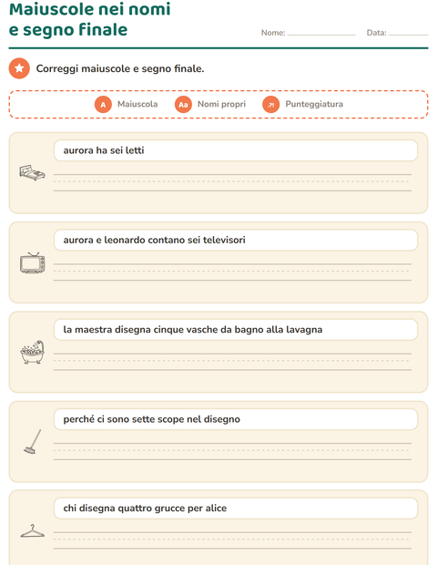 Anteprima della scheda di Maiuscole e punteggiatura con Casa BN 2 per Scuola primaria classe seconda