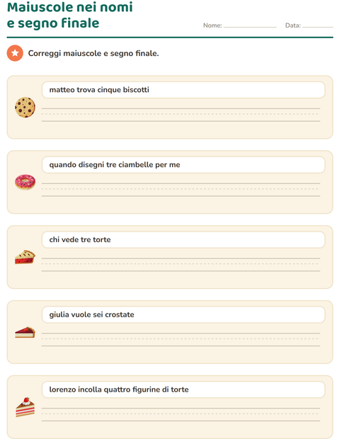 Anteprima della scheda di Maiuscole e punteggiatura con Panetteria per Scuola primaria classe seconda