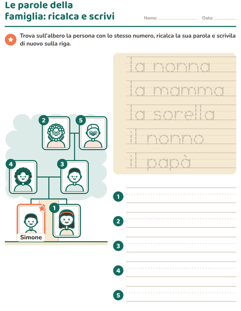 Anteprima della scheda di I membri della famiglia per Scuola dell'infanzia (5-7 anni)