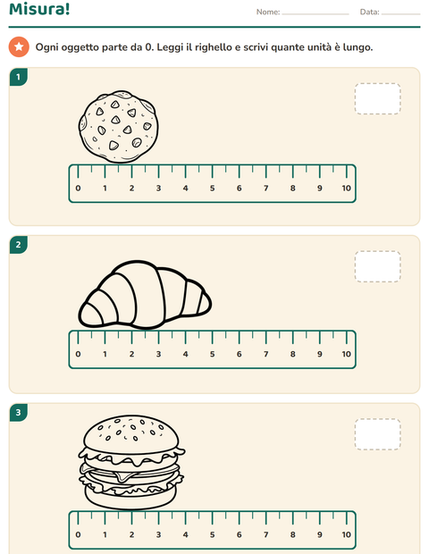 Anteprima della scheda di Misurazione con Cibo BN 3 per Scuola primaria classe seconda