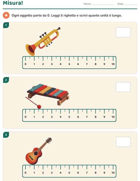 Anteprima della scheda di Misurazione con Musica per Scuola primaria classe seconda