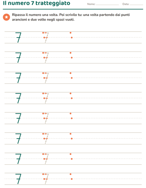 Anteprima della scheda di Numeri tratteggiati per Scuola dell'infanzia (5-7 anni)